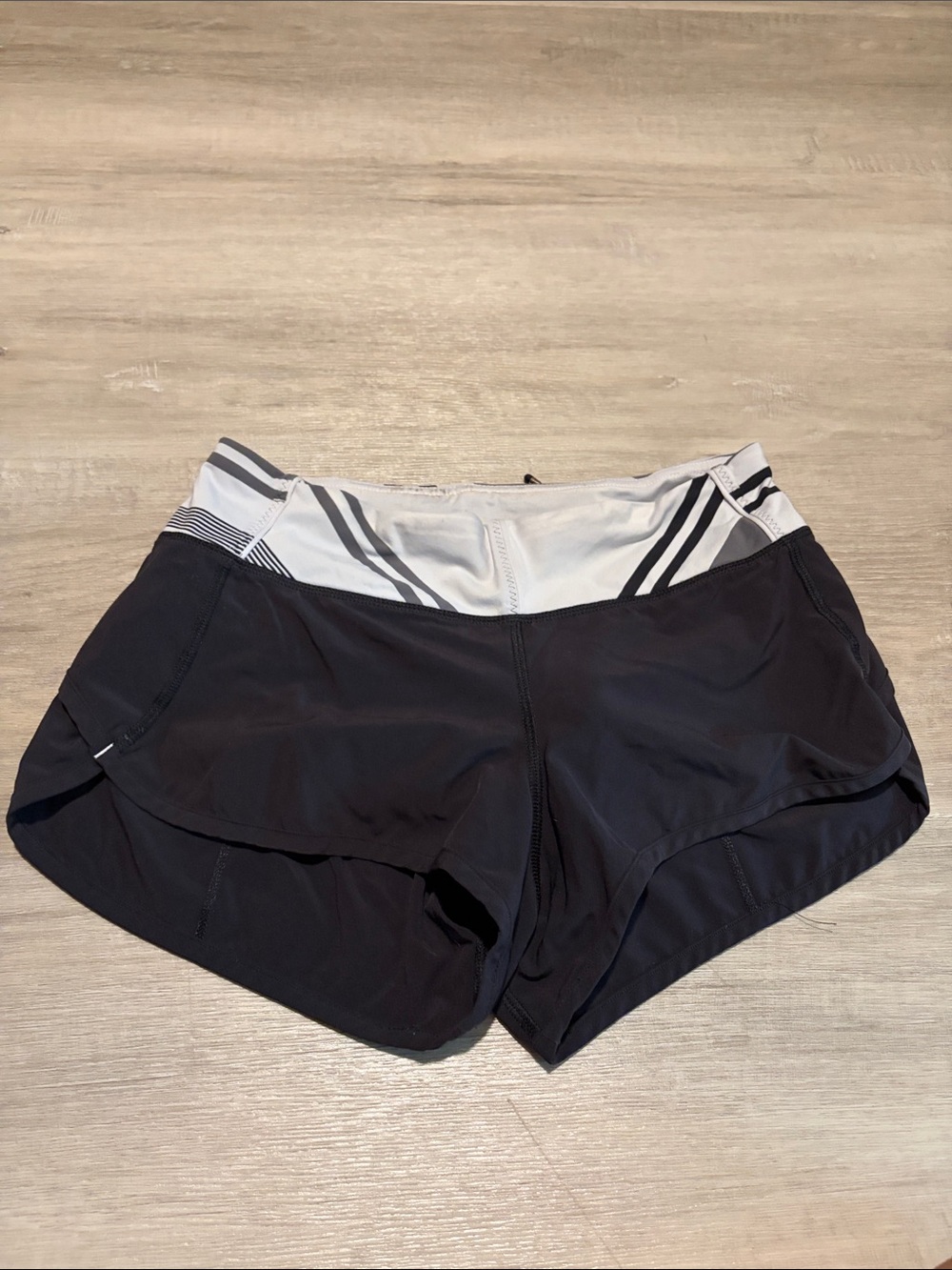 lululemon athletica Black Shorts with White Striped Waistband